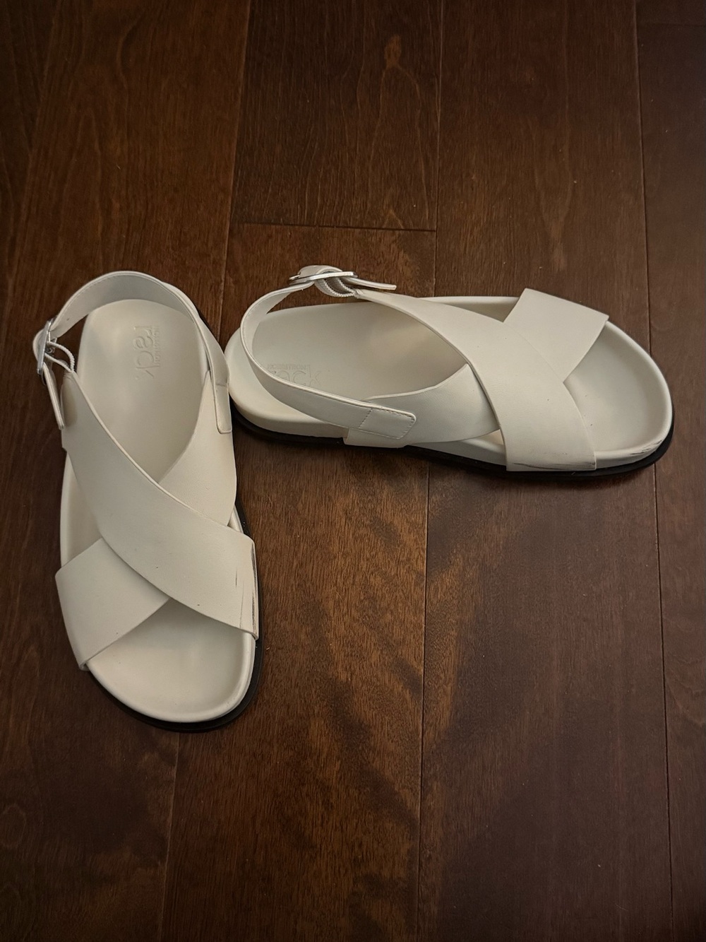White bone color vegan  Cross-Strap Women's Sandals